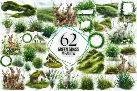 Green Grass Meadow Clipart Grafik Druckbare Illustrationen Von Markicha Art
