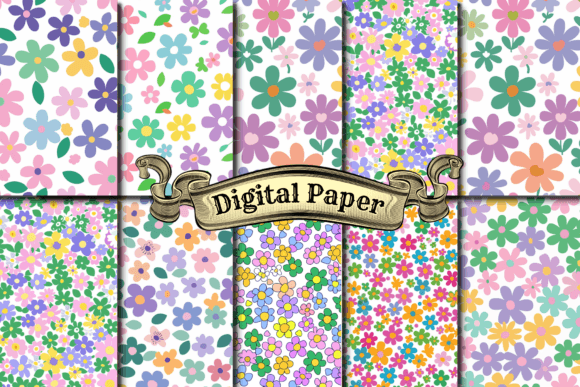 Groovy Flower Digital Paper Graphic Patterns By craftsmaker