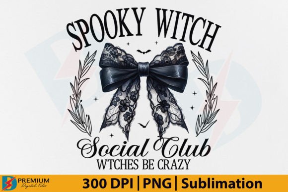Halloween Spooky Witch PNG, Coquette Bow Illustration Designs de T-shirts Par Premium Digital Files