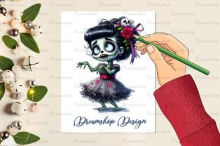 Halloween Undead Girl Watercolor Clipart Graphic Illustrations By Dreamshop 2
