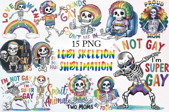 LGBT Skeleton Sublimation Bundle Graphic Illustrations By DS.Art