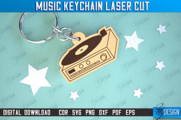 Music Keychain | Keychain Inscriptions Grafika Rękodzieła Przez flydesignsvg