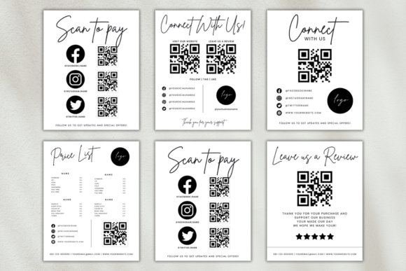 Qr Code Sign Bundle for Small Business Graphic Print Templates By Haffa Studio