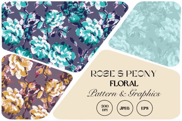 Rose & Peony Floral Pattern Grafik Papier-Muster Von studiogemen