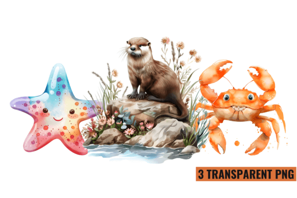 Sea Animals Sublimation Clipart PNG Graphic Illustrations By CraftArt