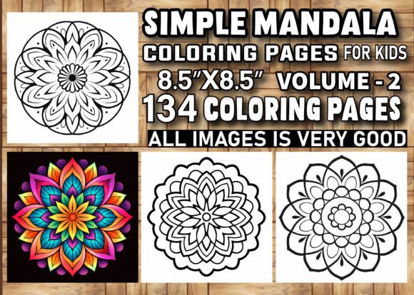 Simple Mandala Coloring Pages for Kids Gráfico Páginas y libros de colorear para niños Por VIRTUAL ARTIST