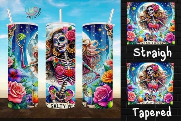 The Salty Bitch Tumbler, Tequila Tumbler Graphic Tumbler Wraps By HugHang Art Studio
