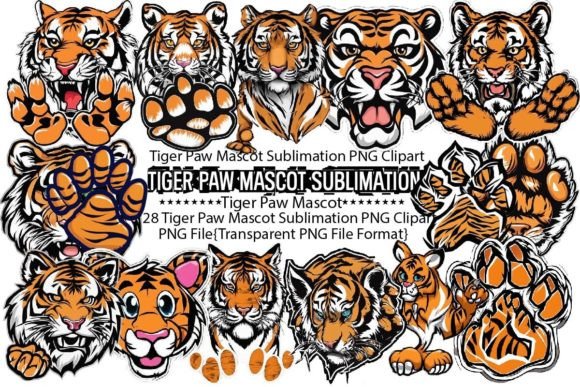 Tiger Paw Mascot Sublimation Bundle Graphic Print Templates By PrintExpert