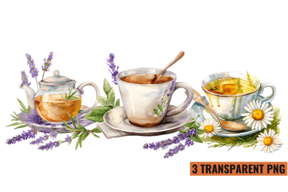 Watercolor Herbal Tea Clipart Gráfico Ilustraciones Imprimibles Por CraftArt
