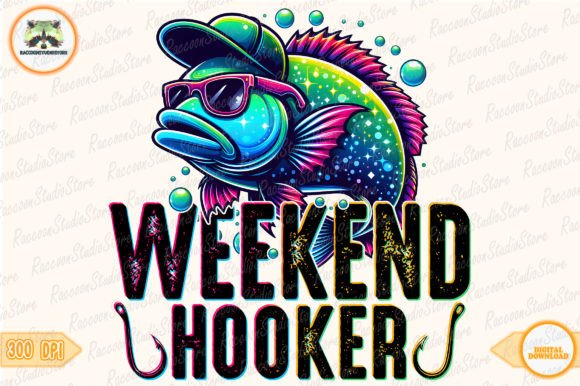 Weekend Hooker Png, Colorful Fish Png Graphic Crafts By RaccoonStudioStore