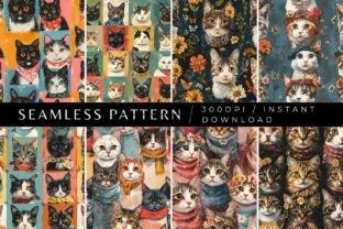 Well Dressed Cats Seamless Patterns Graphic Patterns By Inknfolly 1
