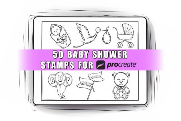 50 Baby Shower Procreate Stamps Graphic Brushes By CanadaArtGallery