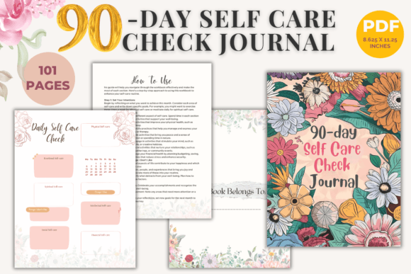 90-DAY Self Care Check Journal Graphic KDP Interiors By Nora as