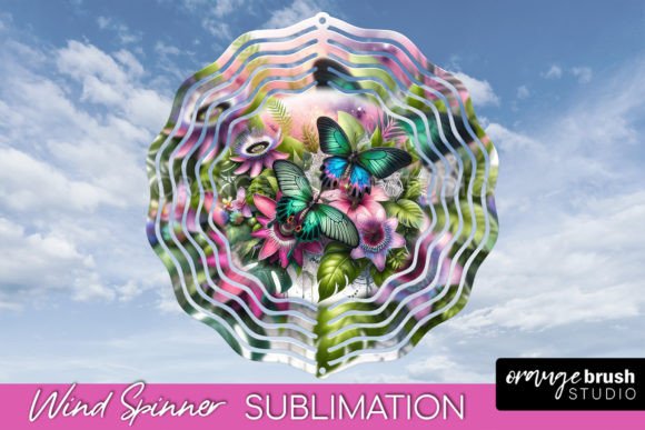 Butterfly Wind Spinner Sublimation PNG Graphic Crafts By Orange Brush Studio