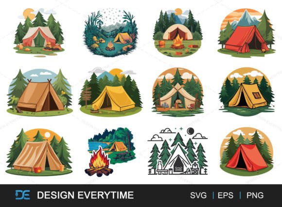 Camping Clipart Vector SVG Bundle Design Illustration Illustrations AI Par DesignEverytime