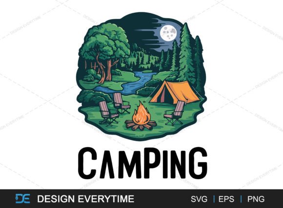 Camping Sublimation Vector SVG Design Illustration Illustrations AI Par DesignEverytime