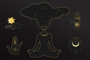 Celestial Space Mystical Symbols Illustration Illustrations Imprimables Par Mariia Petrova 3