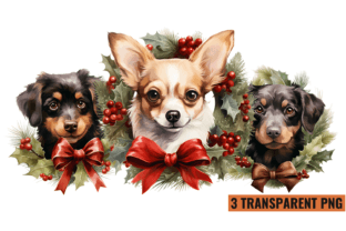 Christmas Dog Wreath Sublimation Clipart Graphic Illustrations By CraftArt