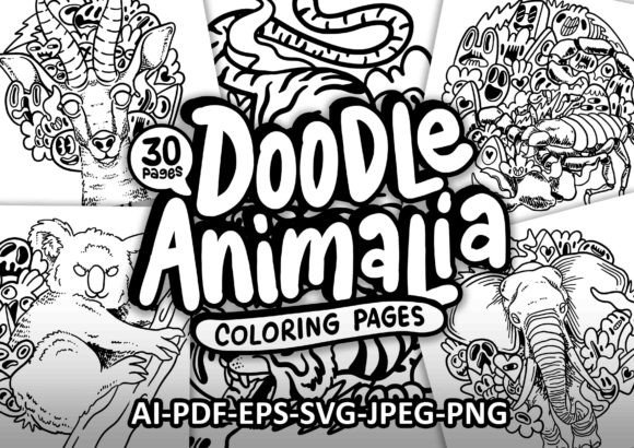DOODLE ANIMALIA COLORING PAGE 2 Graphic Coloring Pages & Books By Randoezim