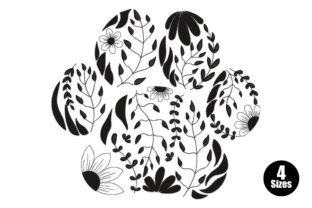 Floral Paw Print Dogs Embroidery Design By Embiart