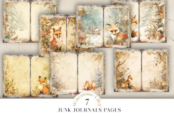 Fox Watercolour Junk Journal Pages Graphic Illustrations By Watercolour Lilley
