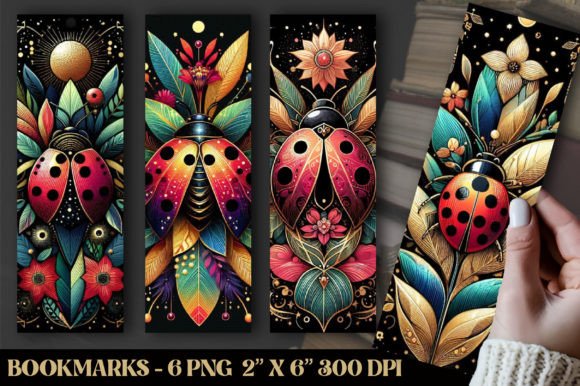 Ladybug Bookmark, Botanical Bookmarks Gráfico Plantillas de Impresión Por RevolutionCraft