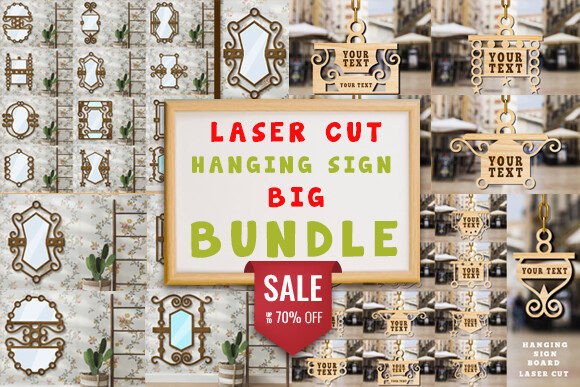 Laser Cut Hanging Sign Svg Bundle Graphic 3D SVG By Cutting Edge