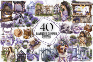 Lavender Summer Cottage Core Clipart Graphic Illustrations By Markicha Art 1