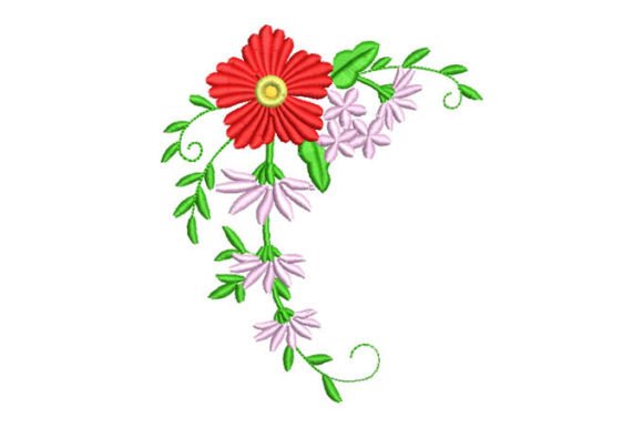 Marigold Flowers with Leaves Embroidery Single Flowers & Plants Embroidery Design By Embroiderypacks