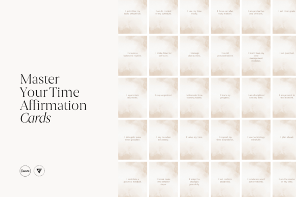 Master Your Time Affirmation Cards Graphic Print Templates By Visual Fusion Studio