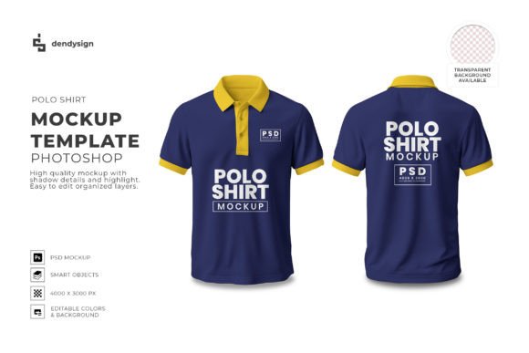 Polo Shirt Mockup Template Photoshop Gráfico Modelos de Produtos Por dendysign
