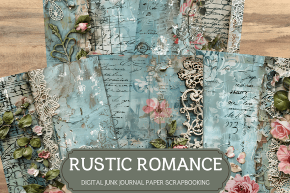 Rustic Romance Floral Junk Journal Paper Afbeelding AI Afbeeldingen Door AKAlice Studio