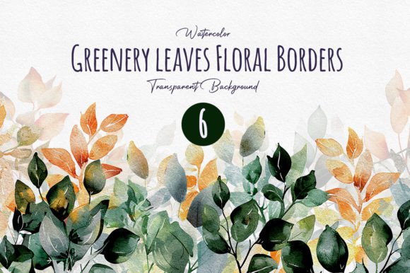 Watercolor Greenery Leaves Border PNG Gráfico Manualidades Por DesignBible