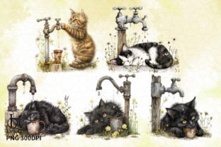 Watercolor Likeable Cat Clipart PNG Graphic Illustrations By LQ Design 2