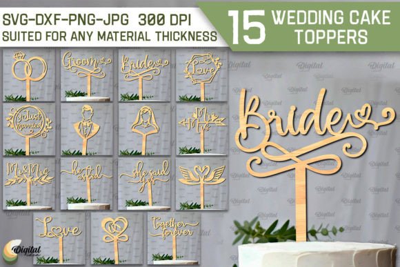 Wedding Cake Toppers Laser Cut Bundle Graphic 3D SVG By Digital Idea