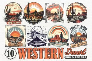 Western Desert T-shirt Design Bundle Graphic T-shirt Designs By Universtock 1