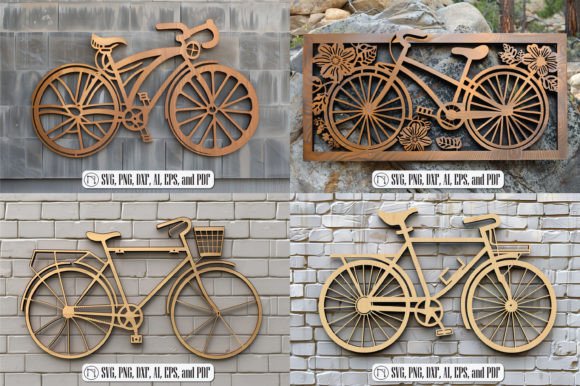 Laser-cut Wall Panel Bicycle SVG Bundle Graphic 3D SVG By NGISED