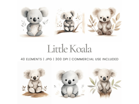Adorable Koala Clipart Collection Gráfico Gráficos de IA Por Ikota Design