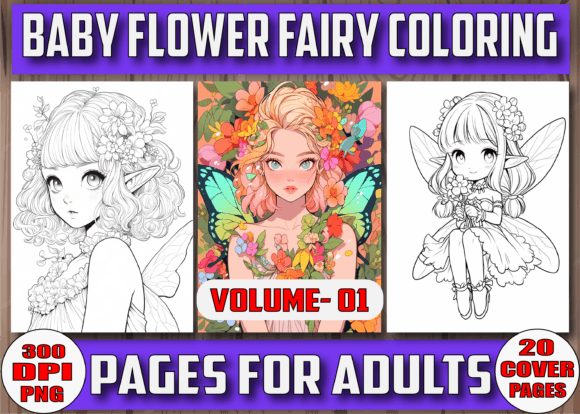 Baby Flower Fairy Coloring Pages Vol 01 Graphic Coloring Pages & Books Adults By Craft Design