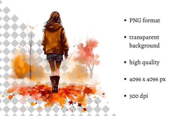 Beautiful Watercolor Autumn Girl Clipart Graphic Illustrations By MashMashStickers