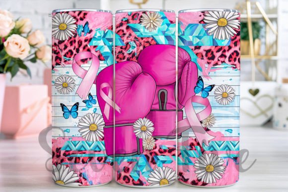 Breast Cancer Boxing Gloves Tumbler Wrap Graphic Crafts By SevenFive