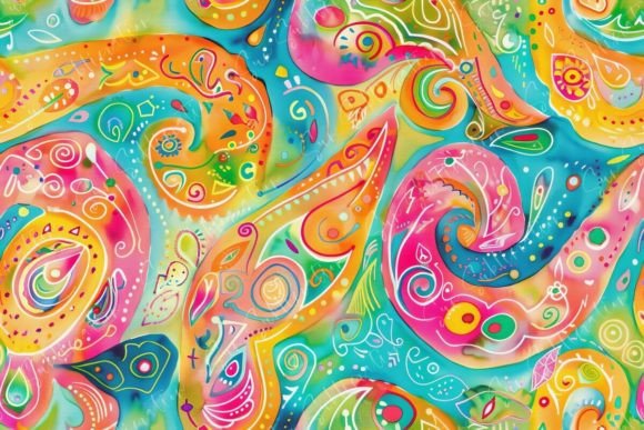 Colorful Abstract Swirls Seamless Grafik Papier-Muster Von Sun Sublimation