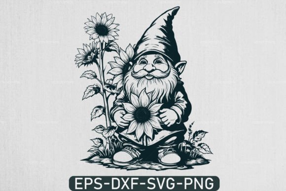 Flower Gnome , Gnome with Sunflower Svg Graphic Crafts By uzzalroyy9706
