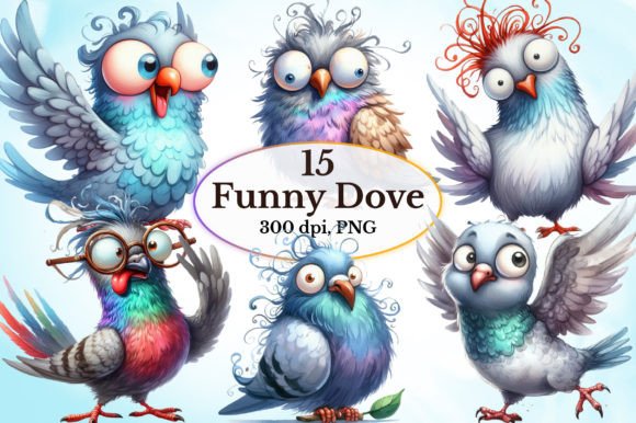 Funny Dove Sublimation Clipart Gráfico Ilustraciones Imprimibles Por craftvillage