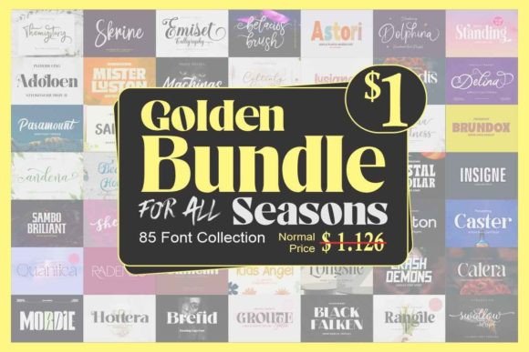 Golden for All Seasons Font Bundle Bundle By gianstudio12