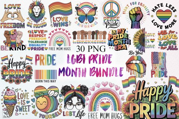 LGBT Pride Month Bundle Sublimation Graphic Illustrations By DS.Art