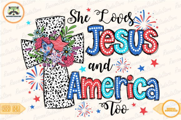 Loves Jesus and America Too Png Graphic T-shirt Designs By RaccoonStudioStore
