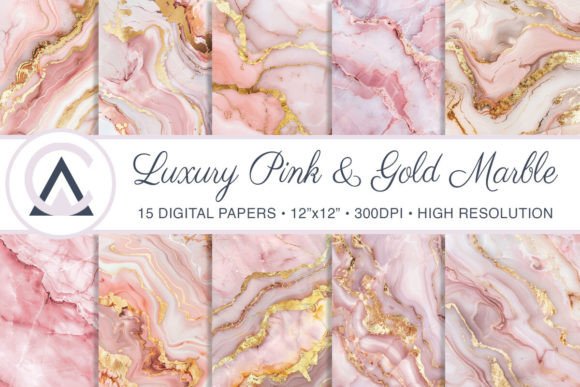Luxury Pink and Gold Marble Backgrounds Graphic Backgrounds By ArtCursor