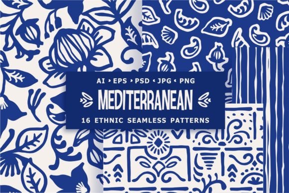 Mediterranean Seamless Patterns Graphic Patterns By Nadia Grapes