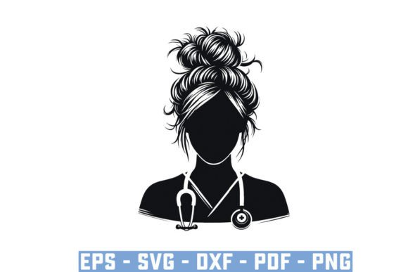 Messy Bun Nurse Face Silhouette Files Gráfico Manualidades Por Ayan Graphicriver